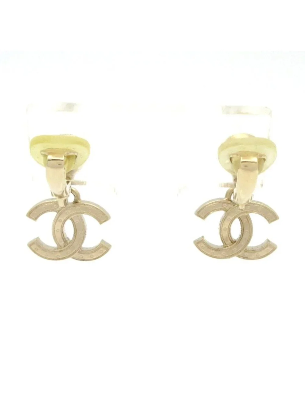 Chanel Earrings CC Logo Clear Gold